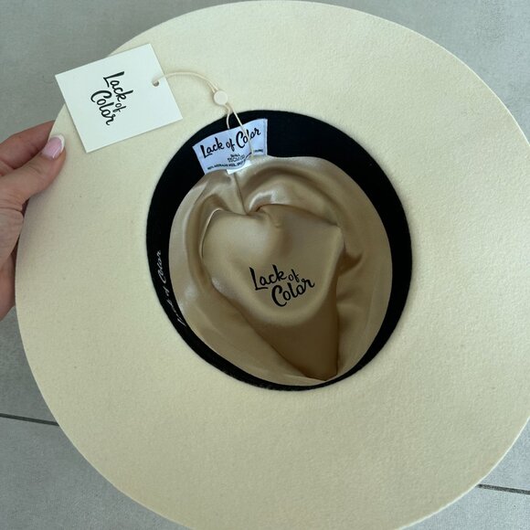 NWT Lack of Color Ivy Beverly Wool Felt Fedora Hat Ivory French Ribbon Band - Picture 6 of 13